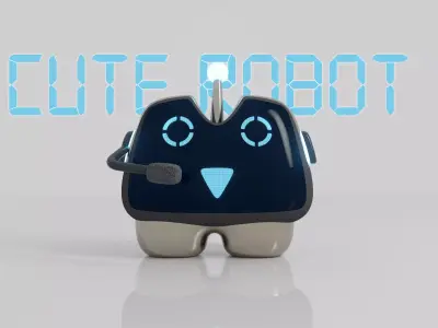 Cute Robot Low-poly 3D model 9