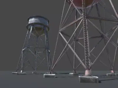 Big Water Tower Low-poly 3D model