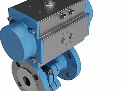 Two Piece Pneumatic Ball Valves - DIN Flanged Ends -  3D model