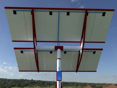 Solar panels on grassy field Low-poly 3D model