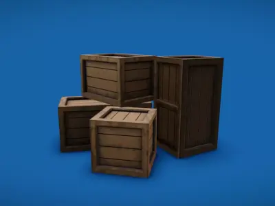 Stylized Post-Apocalyptic Crates - Game Ready 3D Props Low-poly 3D model