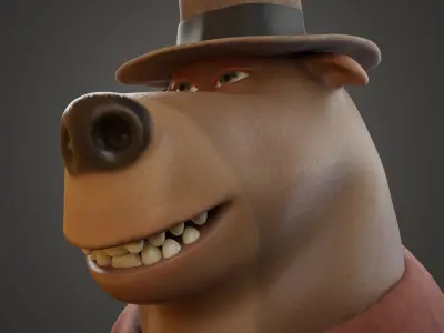 Detective Bear Low-poly 3D model