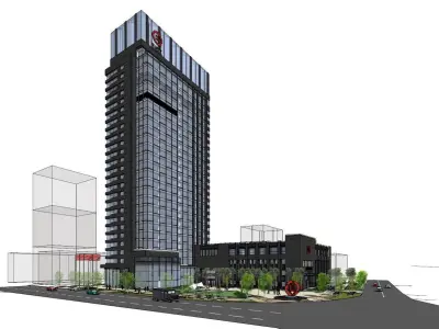 SU model of modern office Huzhou Commercial Bank 3D model