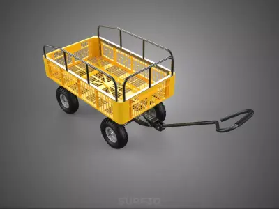 CRATE TRAY BED RAILS RACK FENCE CAGE TROLLEY CART WAGON TRAILER 3D model