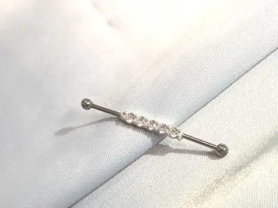 Piercing Industrial Barbell with 6 gem and internal thread 3D print model purchase