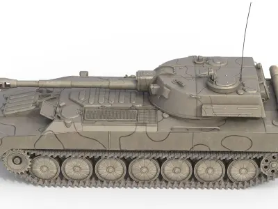 2S1 Gvozdika Soviet Howitzer Low-poly 3D model