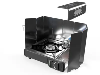 Butane Canister Replacement in Camping Stove Animated 3D model