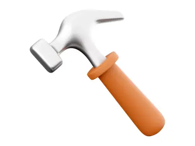 Hand hammer cartoon icon 3D model