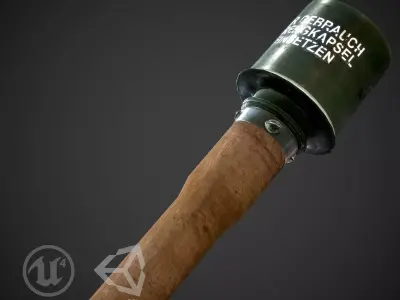 Stielhandgrenade grenade launcher Low-poly 3D model