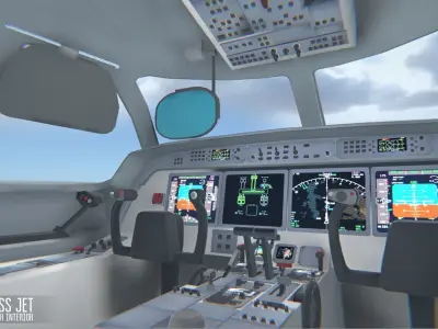 Business jet - aircraft with interior Low-poly 3D model