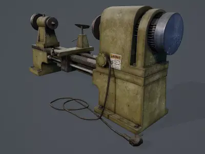 Wood Lathe PBR  Low-poly 3D model