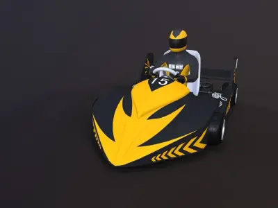 4LowPolyKartsWithPlayerPack 3 go kart Low-poly 3D model