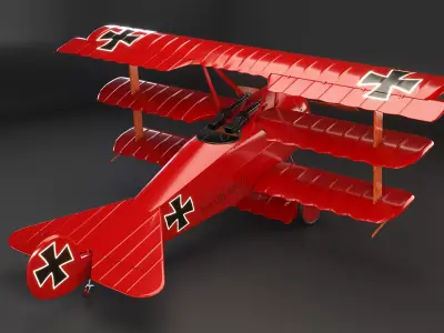 Fokker DR1 Red Baron Low-poly 3D model