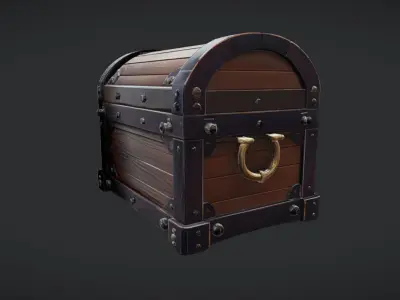 antique wooden treasure chest 3D model purchase