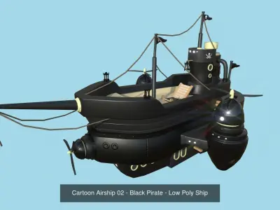 10 Cartoon Airships Collection - Low Poly Ship 3D Model Pack