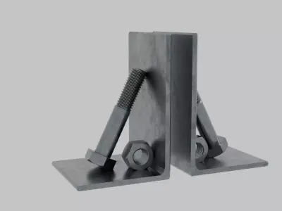 Industrial Nut And Bolt Iron Book Ends Low-poly 3D model