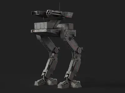 Mech Robot Two Legs Combat Sci-Fi Low-poly 3D model