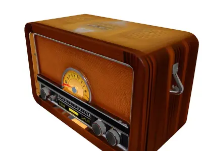 Vintage Wooden Radio Receiver Low-poly 3D model