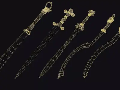 Fantasy RPG Swords Blade Knife Katana Longsword Shortsword Low-poly 3D model