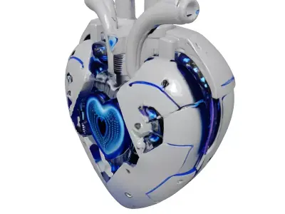 Cybernetic Heart with Blue LEDs 3D model