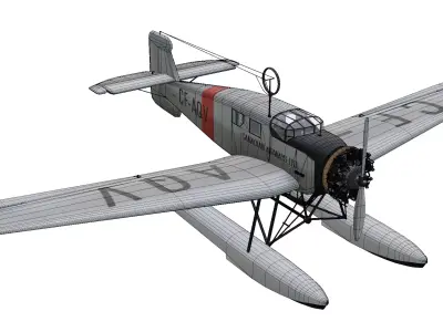 Junkers W 34 Floatplane Low-poly 3D model