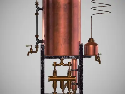 Vintage distillation machine Free low-poly 3D model