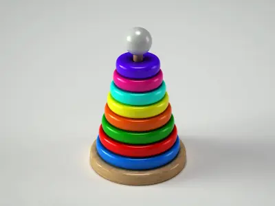 Toys Collection colorful toy stacking tower 3D Model Pack