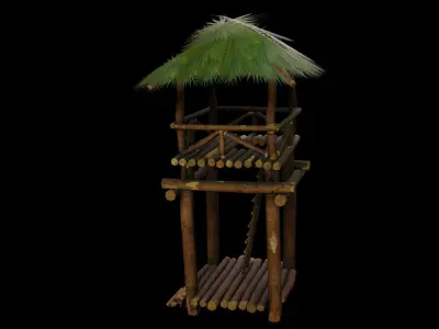 Wooden Watchtower Low-poly 3D model