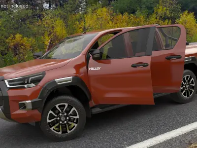 Toyota Hilux 2022 Orange Rigged for Cinema 4D 3D model