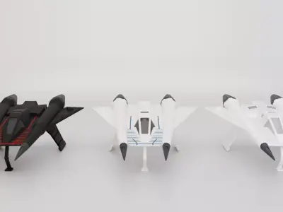 Starfighter toy jet plane on beach Low-poly 3D model