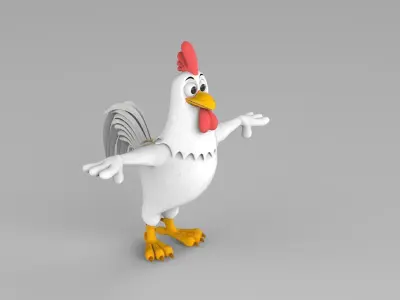 White Rooster Low and High Poly Low-poly 3D model