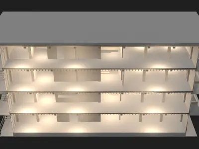 Office building in section cut 24ZZ34 3D model