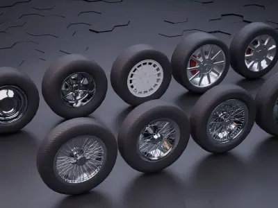 Car wheel pack 3D model