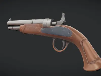 antique flintlock pistol 3D model