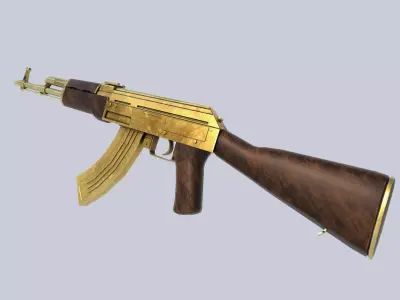 AK47 Royal Gold Low-poly 3D model