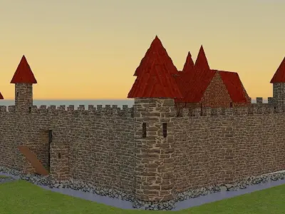 Black Stone Fort Free low-poly 3D model