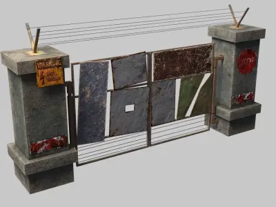 RoadBlock Gates Low-poly 3D model purchase
