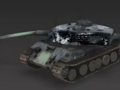 Rust-Eaten Abandoned Battle Tank 3D Model Low-poly 3D model
