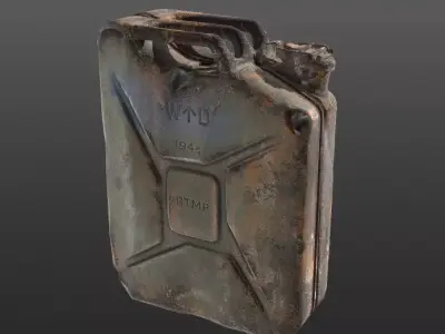 Jerrycan PBR 3d Model - Game Ready old rusty gun Low-poly 3D model