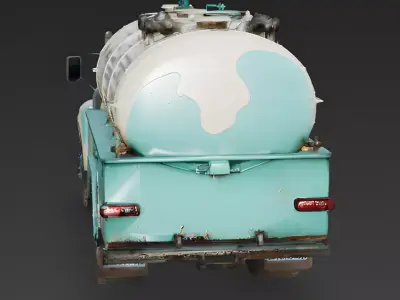 Realistic 1950s White Rural Utility Tanker Truck 3D Model Low-poly 3D model
