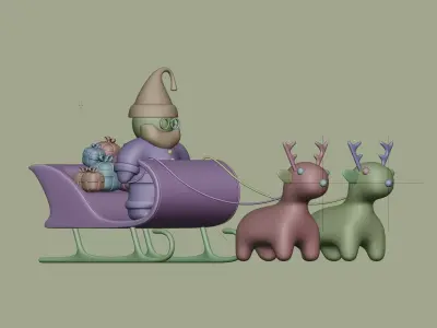 Santa Sleigh 3D model purchase