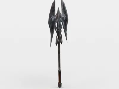 Axe sword with two wings Low-poly 3D model