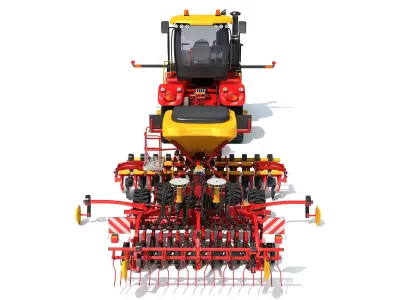 Tractor with Seed Drill 3D model 3
