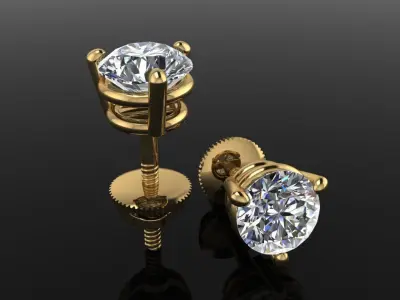 3 Prong Solitaire Earring Stud Basket 4mm50 3D print model