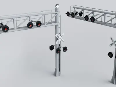 7 Railway Signals Collection 3D model