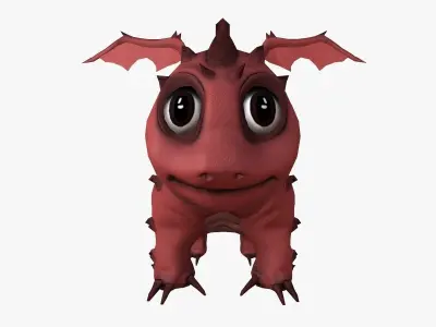 Rigged little cute dragon Low-poly 3D model