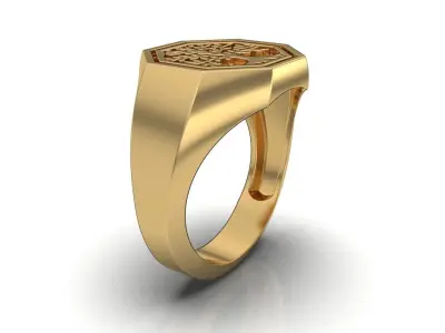 OCTAGONAL MEN RING WITH TREE OF LIFE 3D print model
