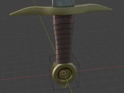 Steel Battle-Worn Sword with Leather Grip and Golden Pommel Free low-poly 3D model