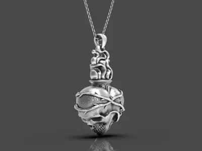 Skull Heart Pendant 3D print model