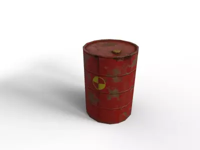 Red Postapocalyptic barrel Low-poly 3D model